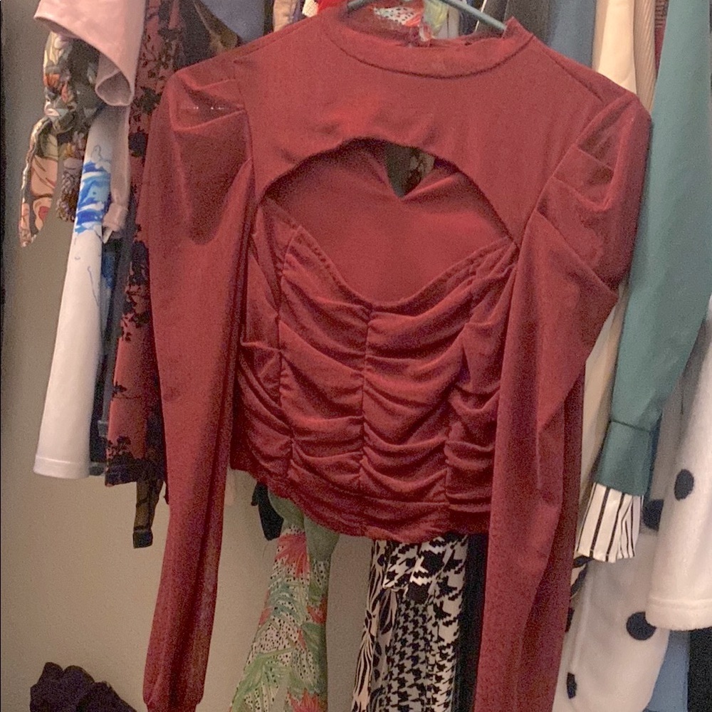 Elegant Red Ruched Women's Top